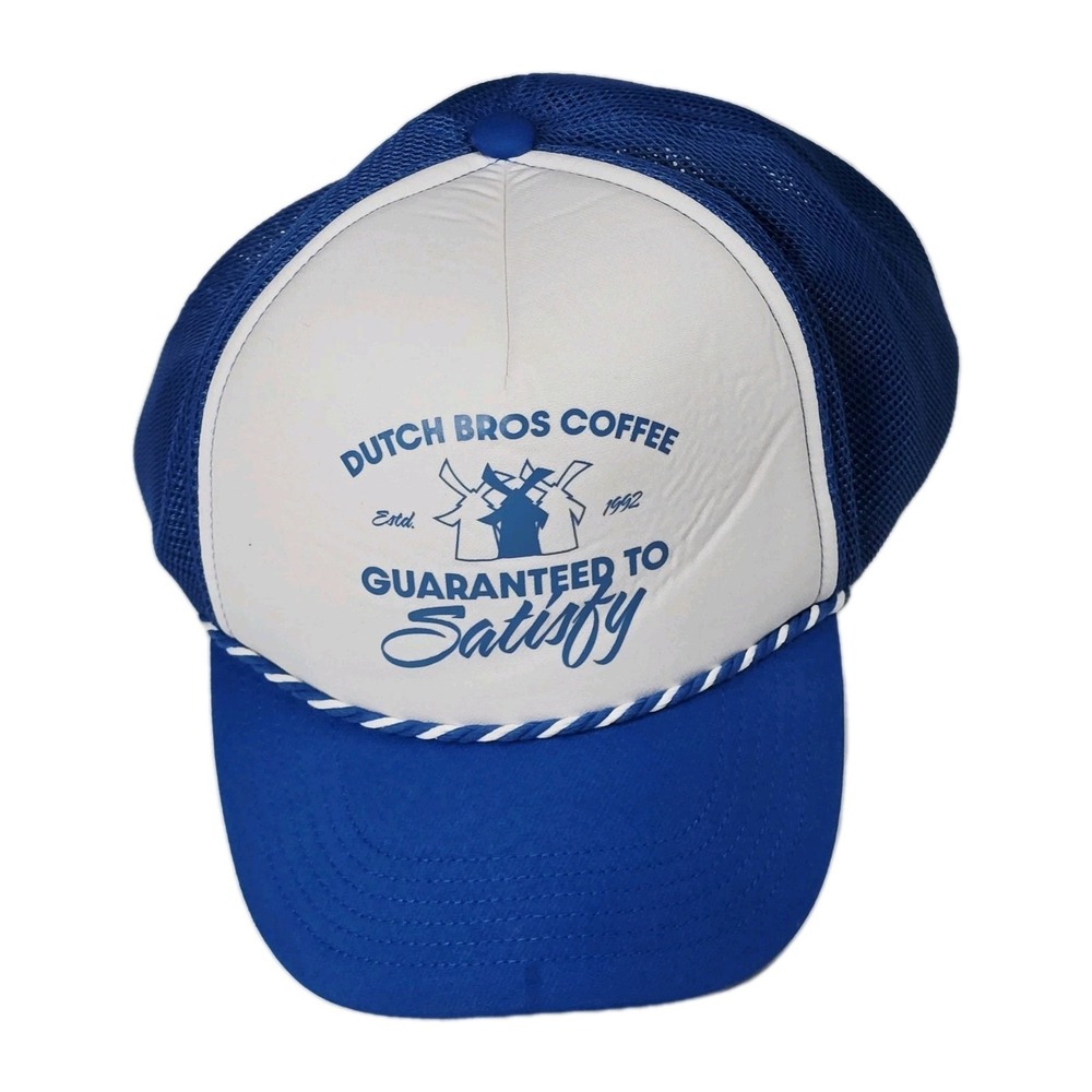 Dutch Bros Coffee Hat Trucker Snapback Blue White Rope Vintage‎ Style Promo Cap